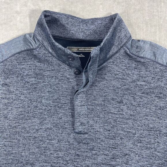 Greg Norman Mens Large Heather Blue Quarter 1/4 Snap Golf Pullover Sweater - Picture 2 of 7